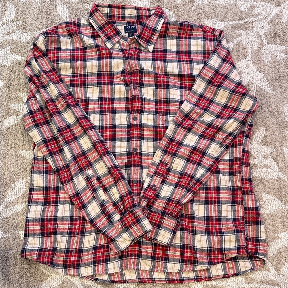 J Crew Red and White Plaid Casual Shirt